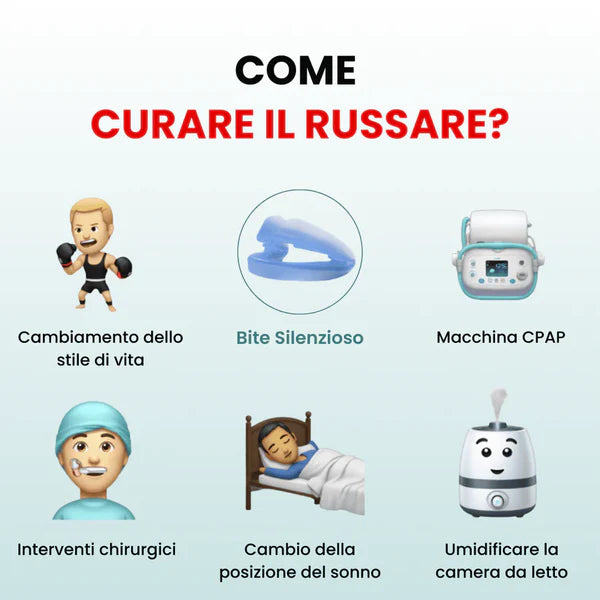 Lusura™ – Bite anti-russamento silenzioso universale